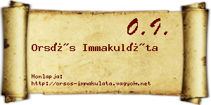 Orsós Immakuláta névjegykártya